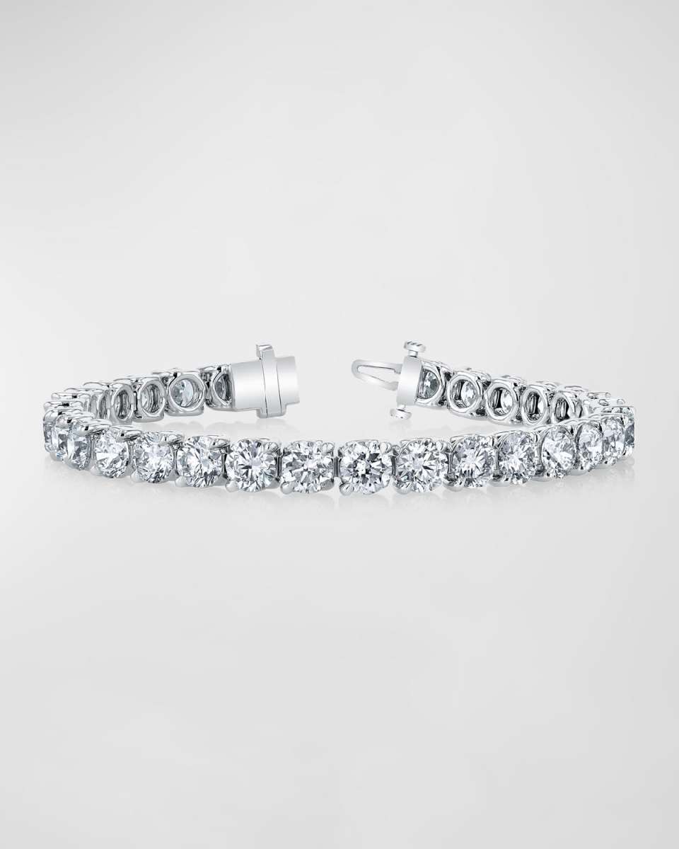 Platinum Round-Cut Diamond Buttercup Tennis Bracelet, 10.00tcw, 7"L