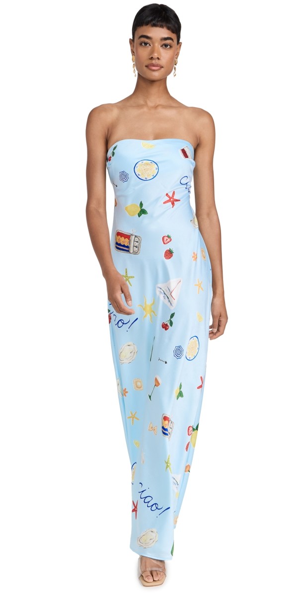For Love & Lemons Carla Maxi Dress Light Blue