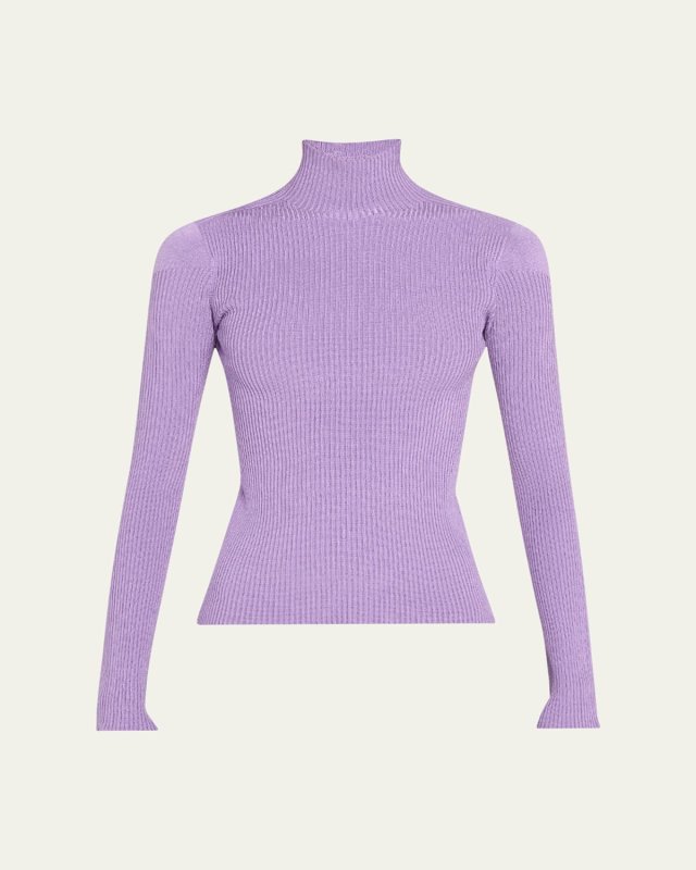 High-Neck Seamless Silk Rib Bodysuit