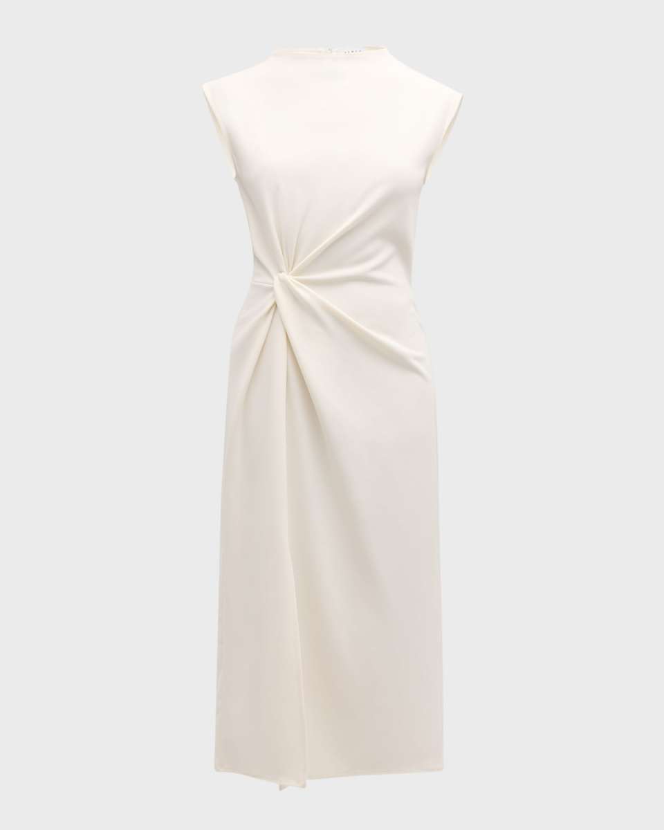 Robinella Knotted Cap-Sleeve Midi Dress
