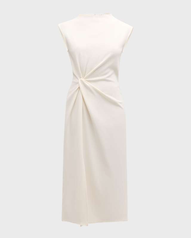 Robinella Knotted Cap-Sleeve Midi Dress