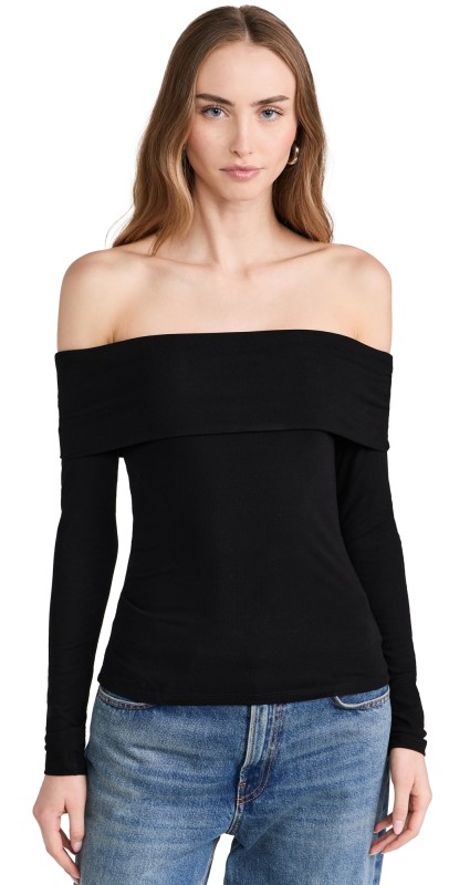 Theory Off Shoulder Top Black