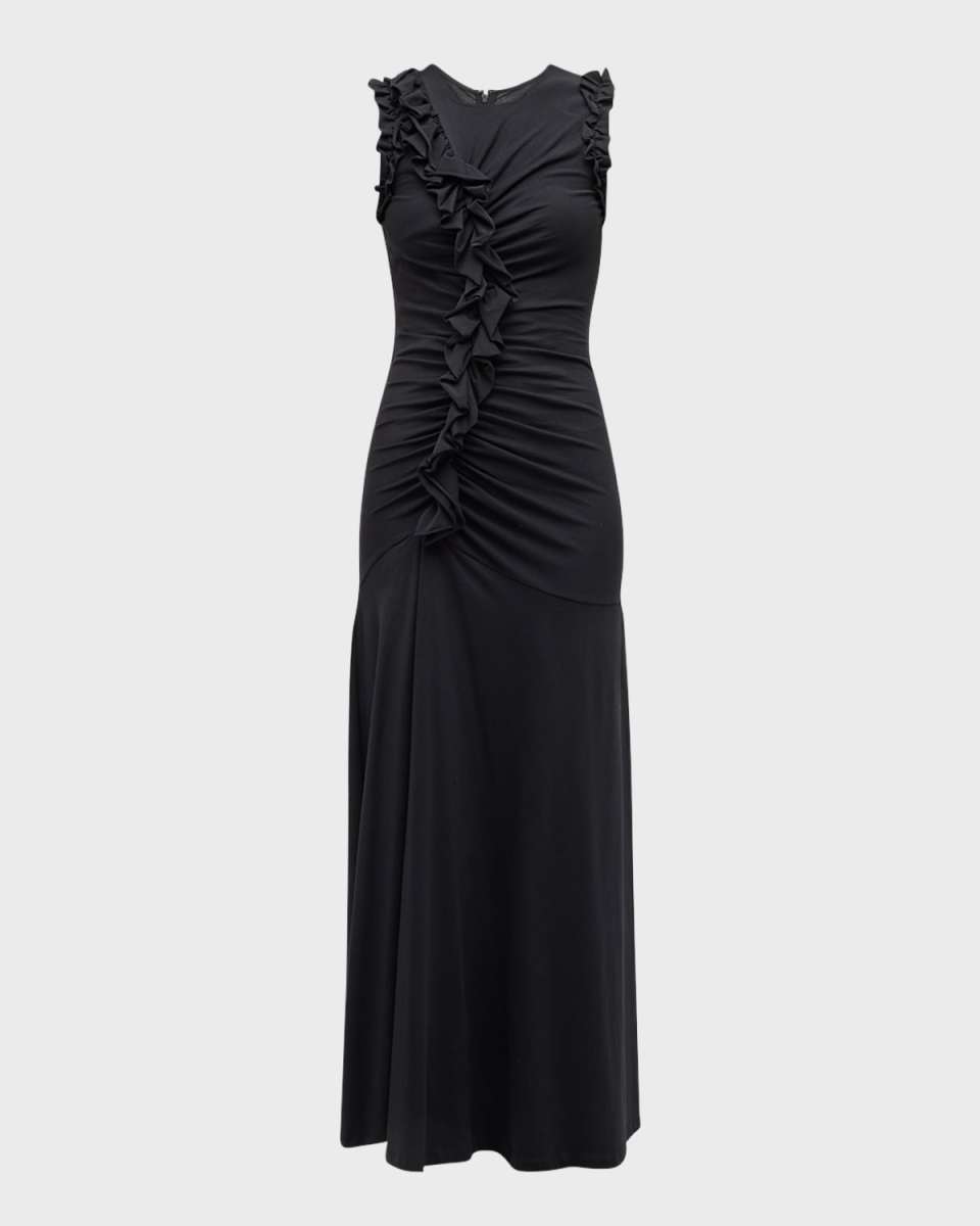 Bendetta Ruffled Cotton Sleeveless Maxi Dress