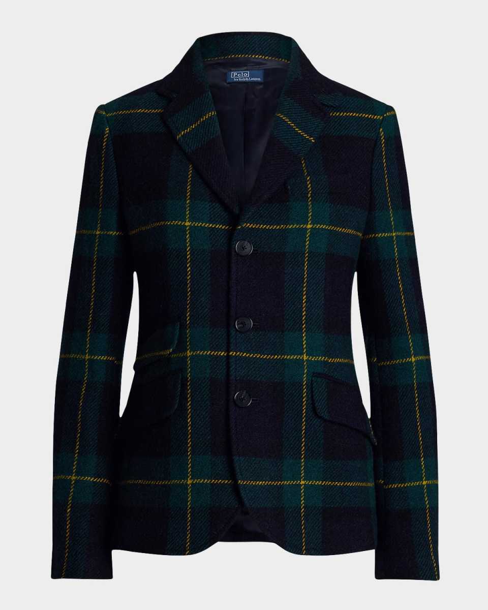 Plaid Wool Twill Blazer