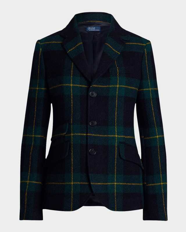 Plaid Wool Twill Blazer
