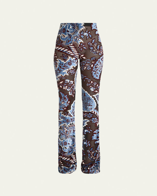Velvet Printed Sheer Trousers