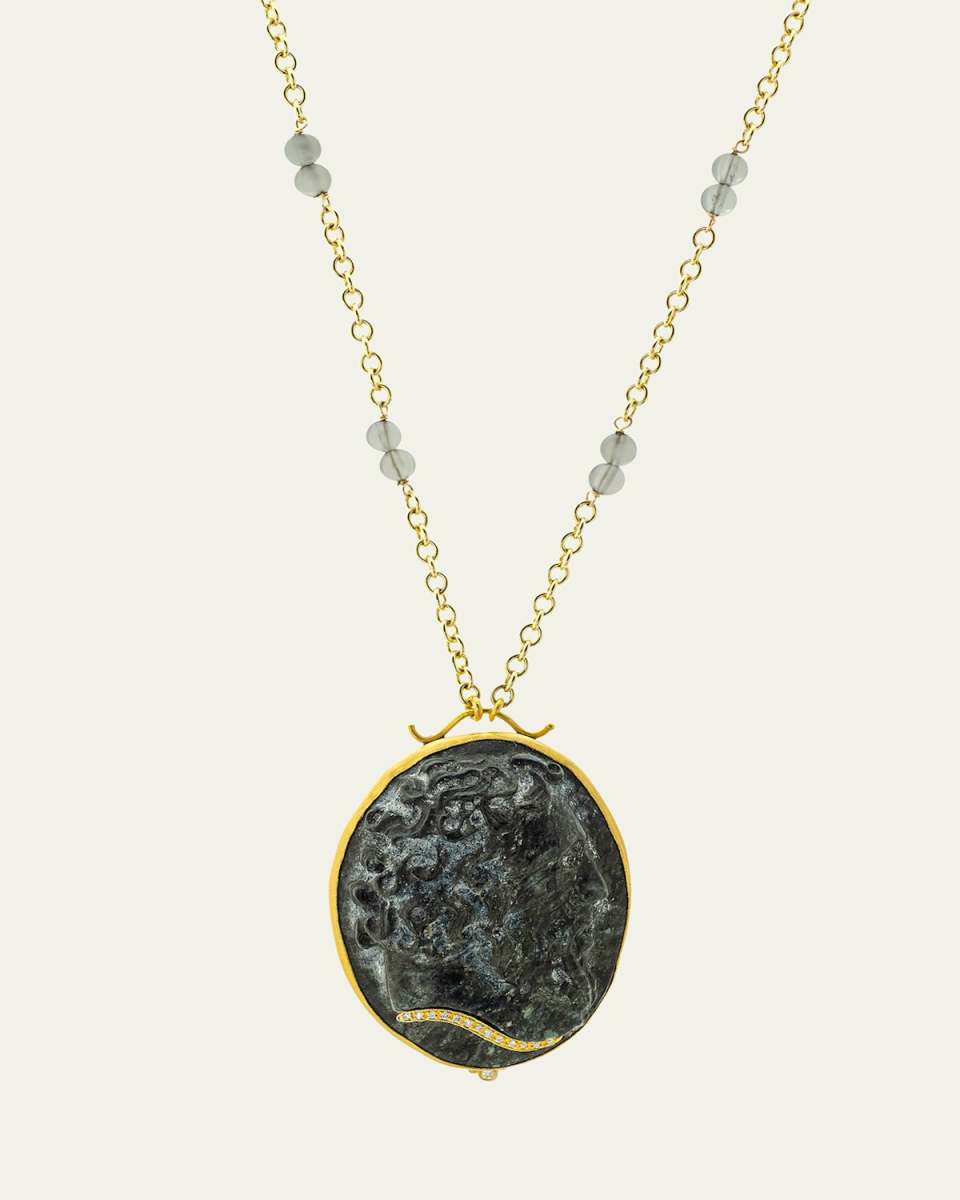 Hematite Cameo and Diamond Necklace