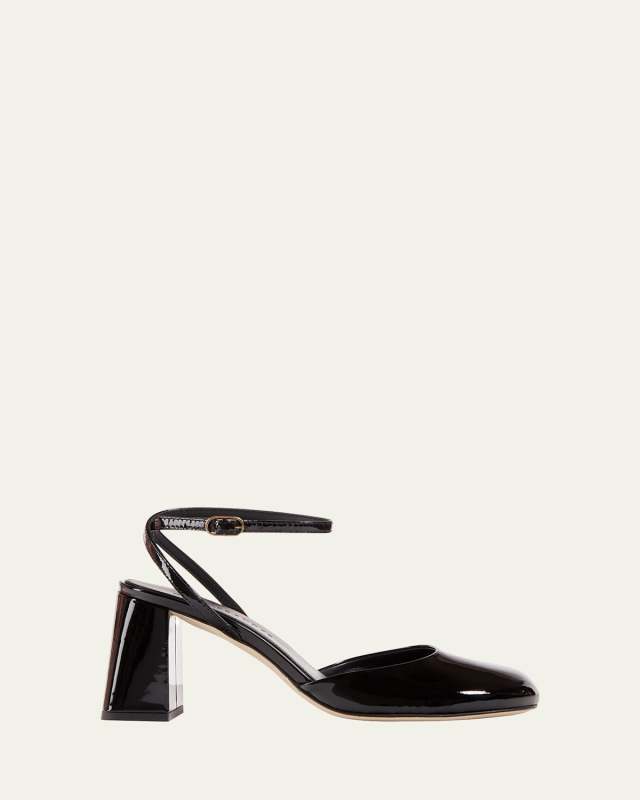 Harlow Patent Leather Ankle-Strap Pumps