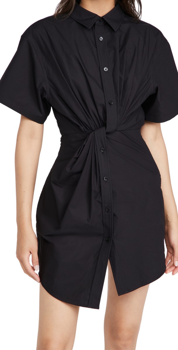 alexanderwang. t Twisted Placket Short Sleeve Dress Bright White