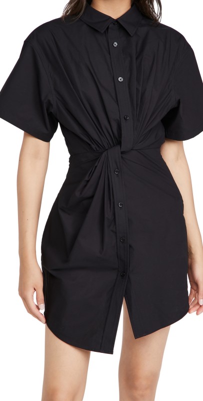 alexanderwang. t Twisted Placket Short Sleeve Dress Black