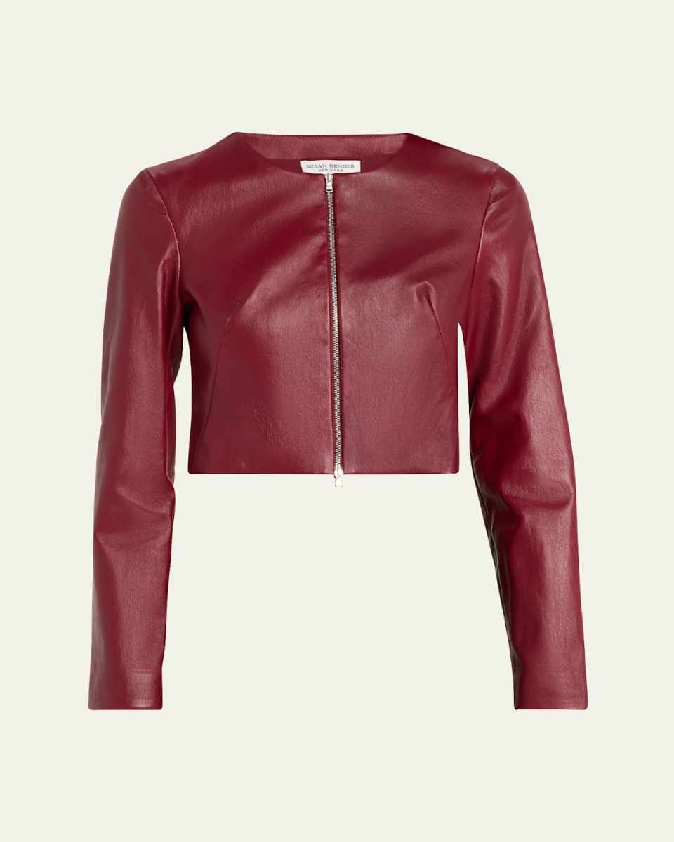 Stretch Lambskin Leather Cardigan
