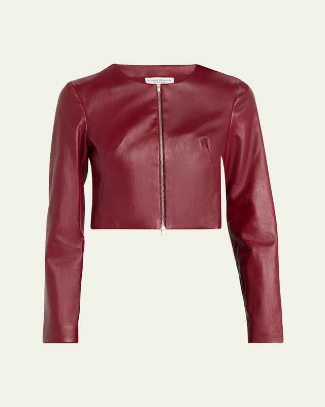 Stretch Lambskin Leather Cardigan