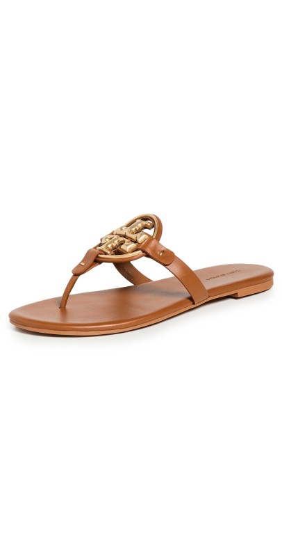 Tory Burch Metal Miller Soft Sandals Bourbon Miele/Gold