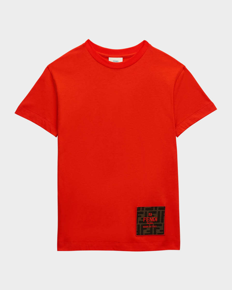 Boy's Embroidered FF Logo Patch Short-Sleeve Tee, Size 8-14