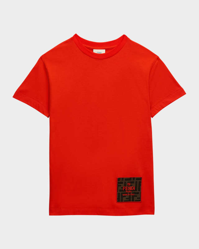 Boy's Embroidered FF Logo Patch Short-Sleeve Tee, Size 8-14
