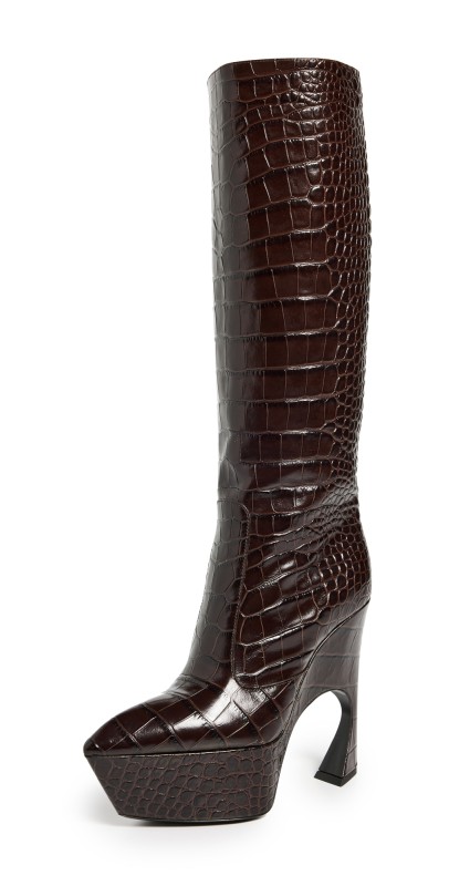 Victoria Beckham Sculptural Wedge Boots Dark Red
