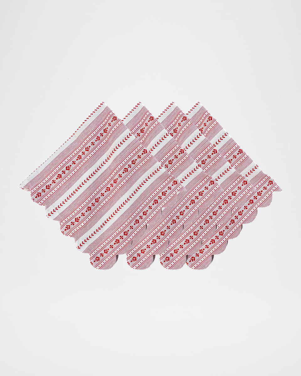 Villa Stripe Red Napkins, Set of 4
