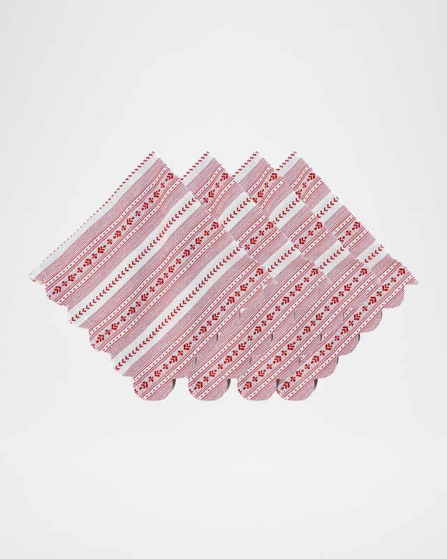 Villa Stripe Red Napkins, Set of 4