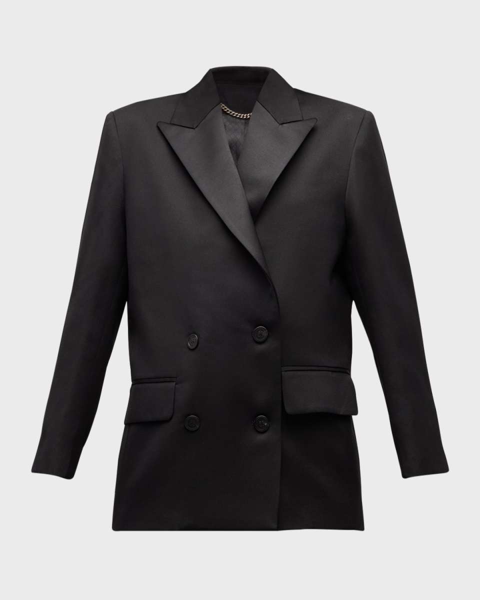 Golden Laureen Wool Gabardine Boyfriend Tuxedo Jacket