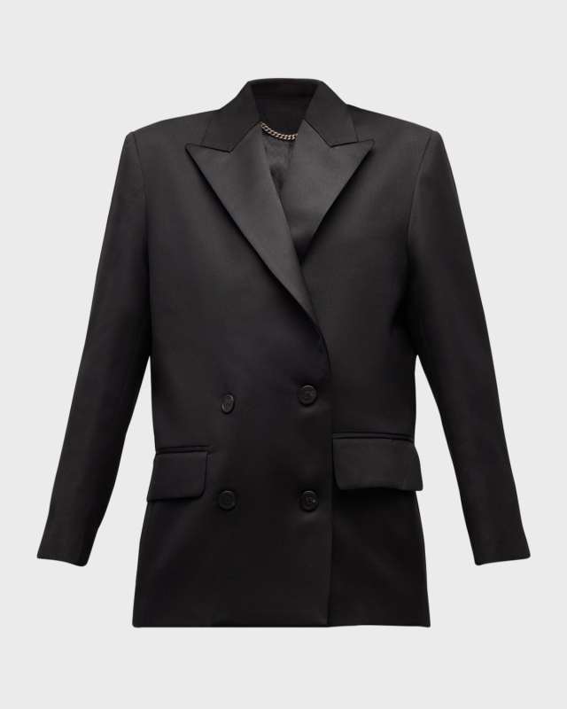 Golden Laureen Wool Gabardine Boyfriend Tuxedo Jacket