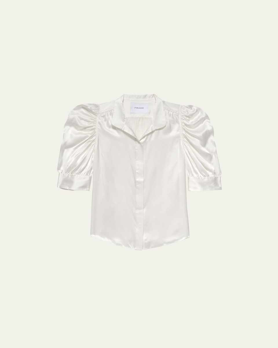 Gillian Silk Ruched Sleeve Top