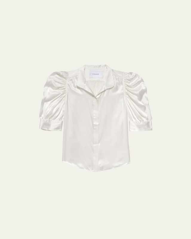 Gillian Silk Ruched Sleeve Top