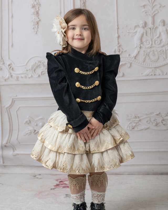Girl's Charlie Velour Button & Chain Jacket, Size 12M-12
