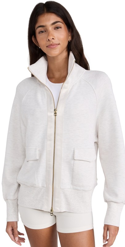 Varley Roxbury Zip Through Sweatshirt Ivory Marl