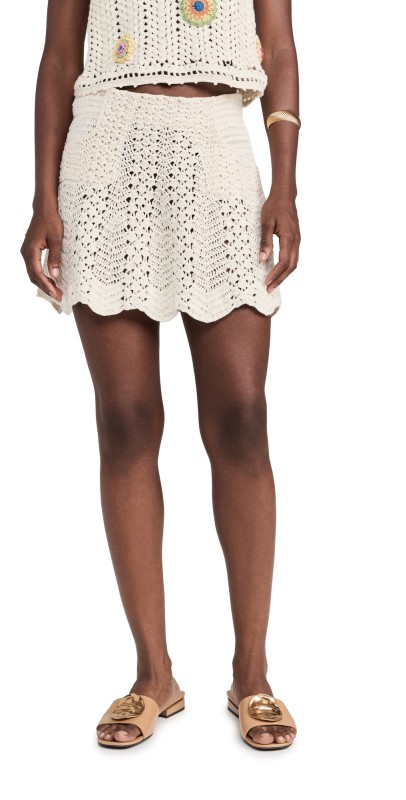Alix of Bohemia Hattie Pearl Crochet Skirt Ivory