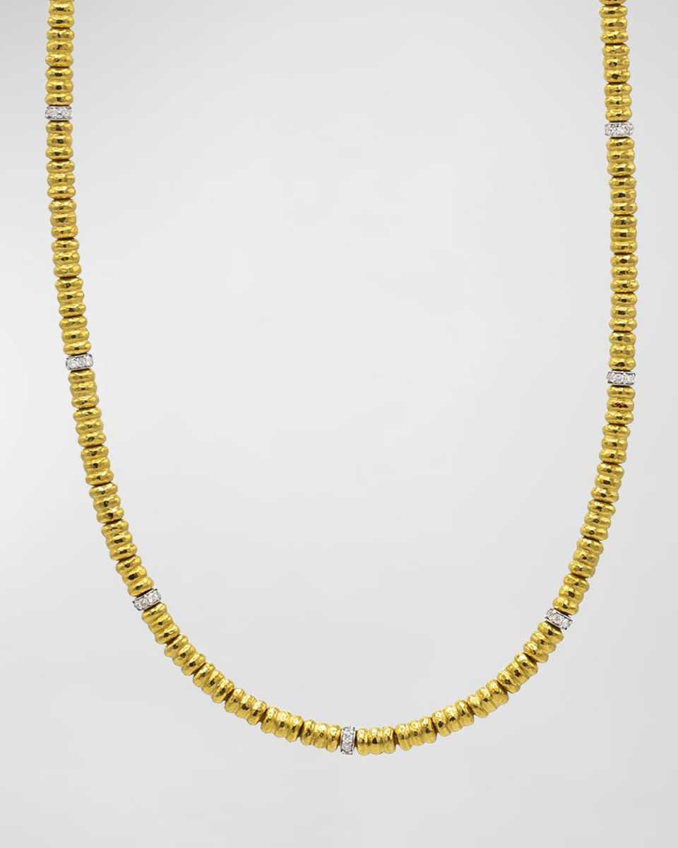 24K Yellow Gold Rondelle Single Stand Necklace