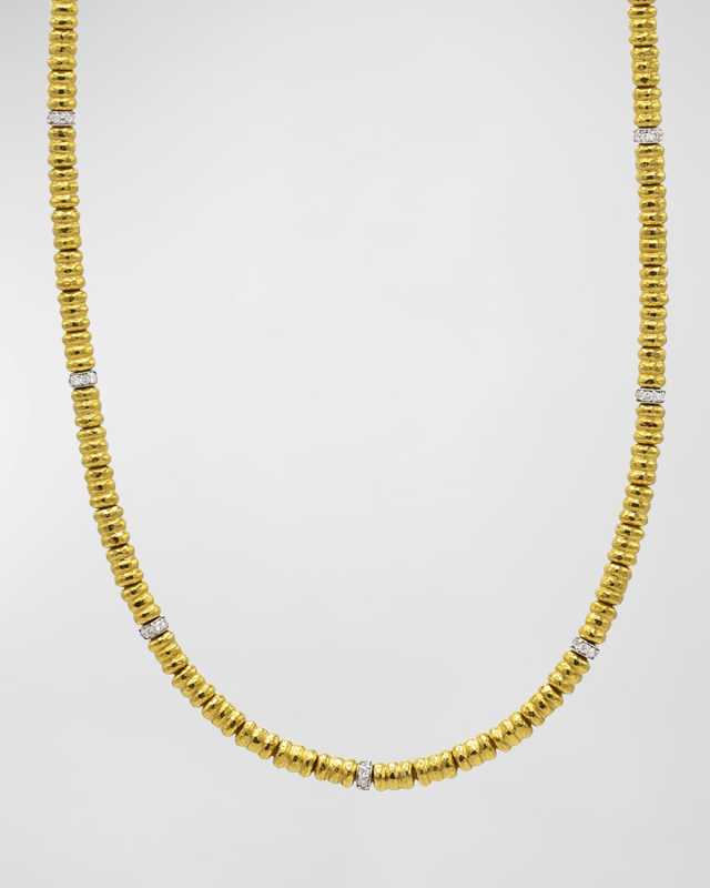 24K Yellow Gold Rondelle Single Stand Necklace
