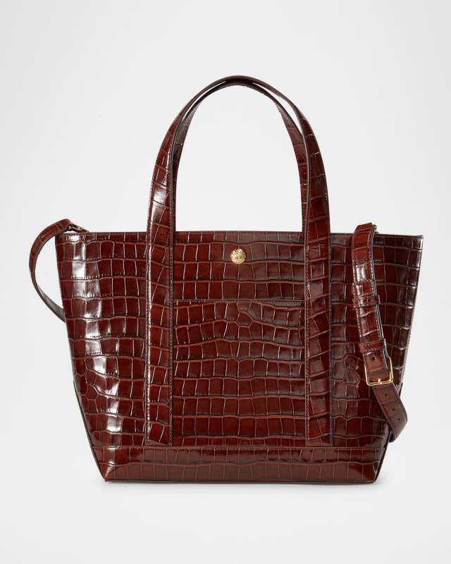 Goody Grand Croc-Embossed Leather Tote Bag