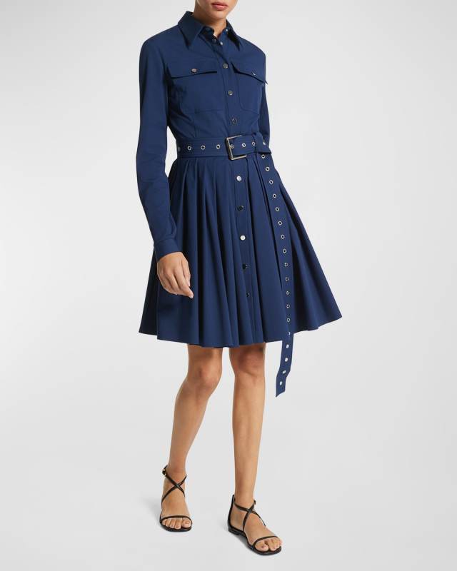 Belted Organic Poplin Cargo Shirtdress