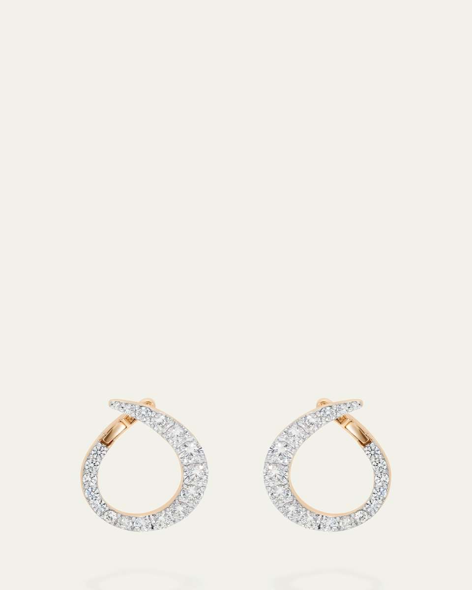 Grand Radiant 18K Rose Gold Twisted Diamond Hoop Earrings