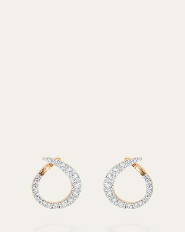 Grand Radiant 18K Rose Gold Twisted Diamond Hoop Earrings