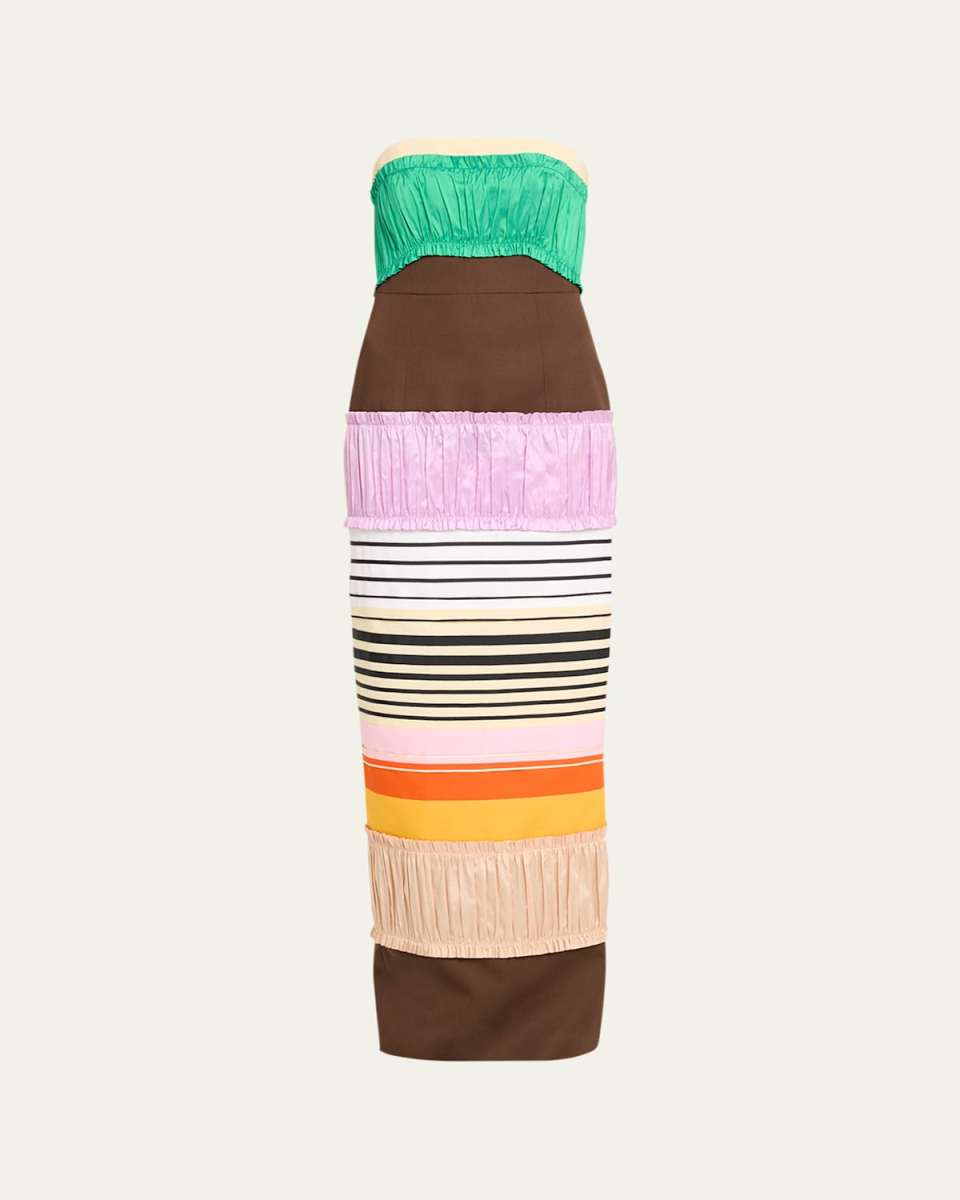Crushed Ruffle Strapless Column Dress