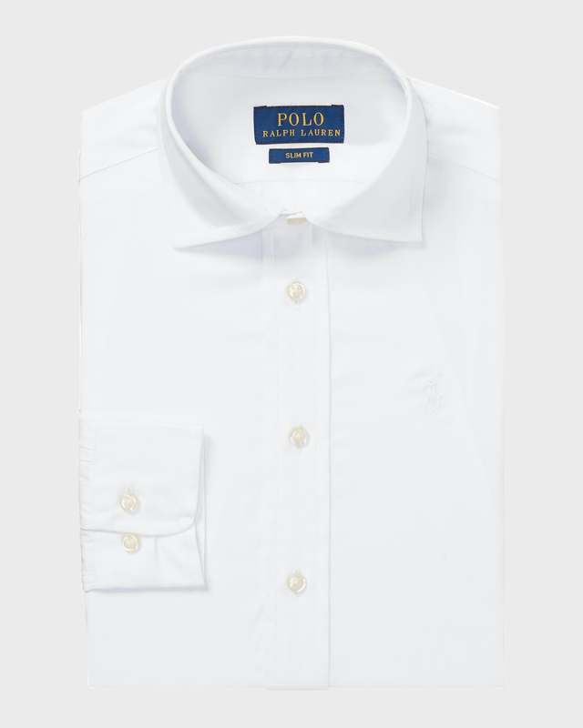 Boy's Poplin Embroidered Dress Shirt, Size 5-7