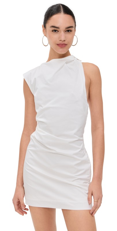 St. Agni Asymmetric Tuck Mini Dress White