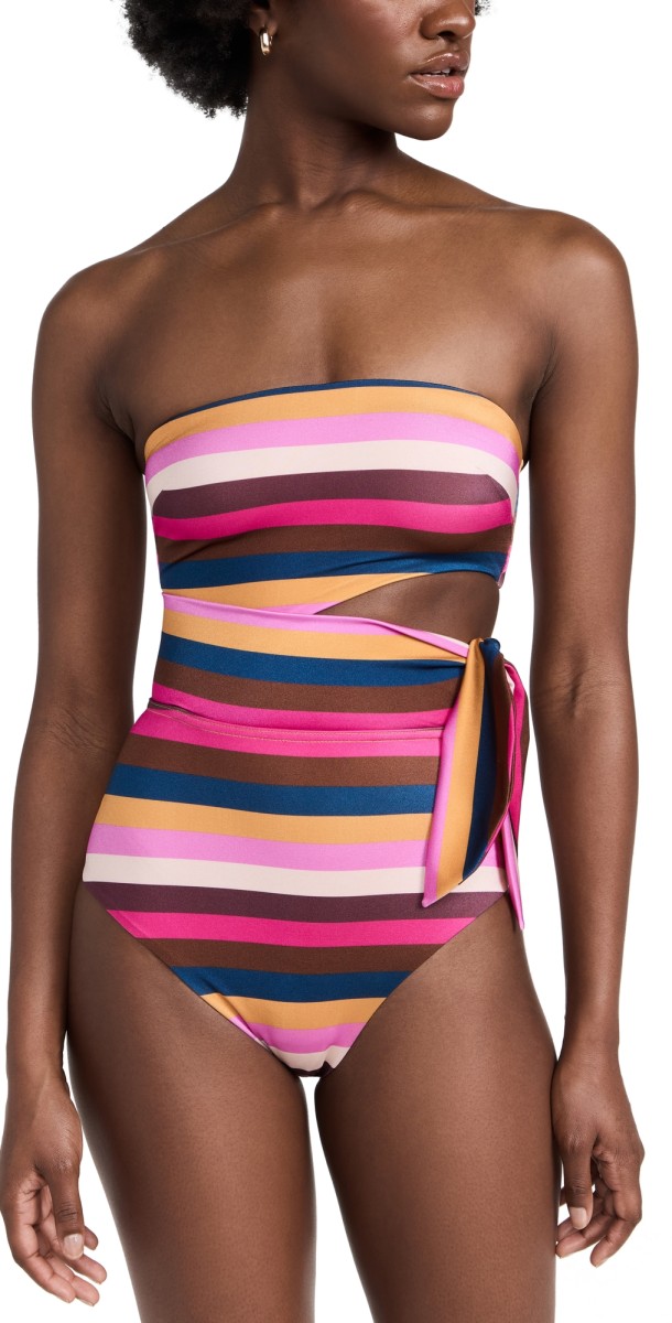 Zimmermann Ginger Scarf Tie One Piece Multi Stripe