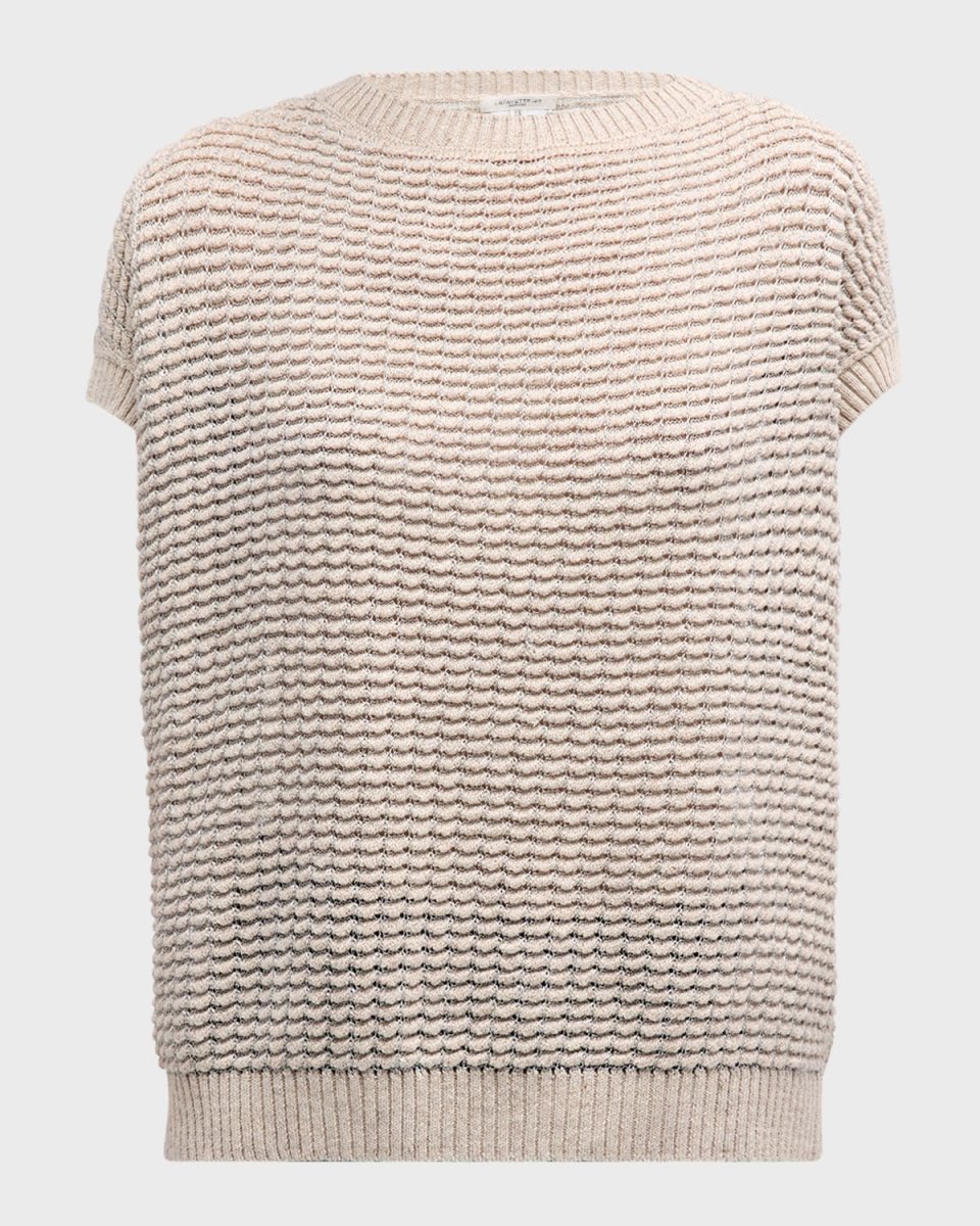 Short-Sleeve Textured Stitch Sweat