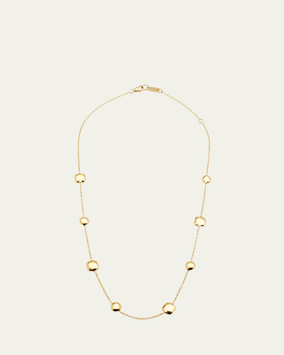 Short Hammered Pinball Chain Necklace in 18K Gold