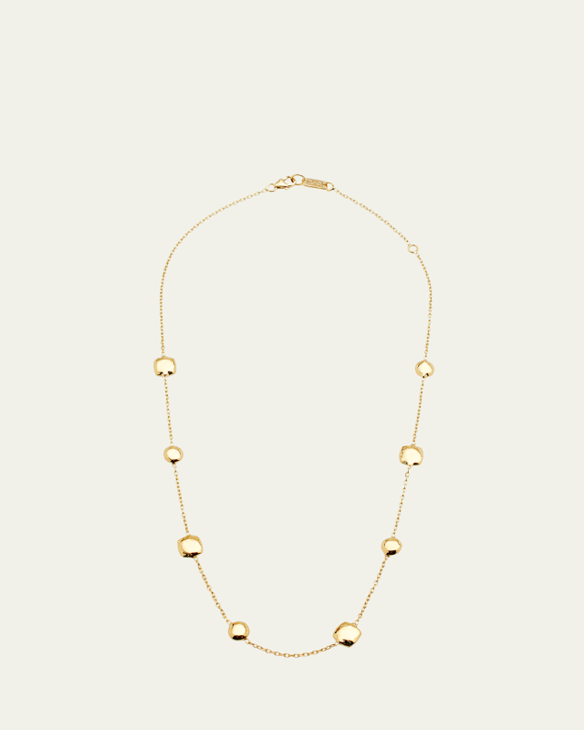 Short Hammered Pinball Chain Necklace in 18K Gold