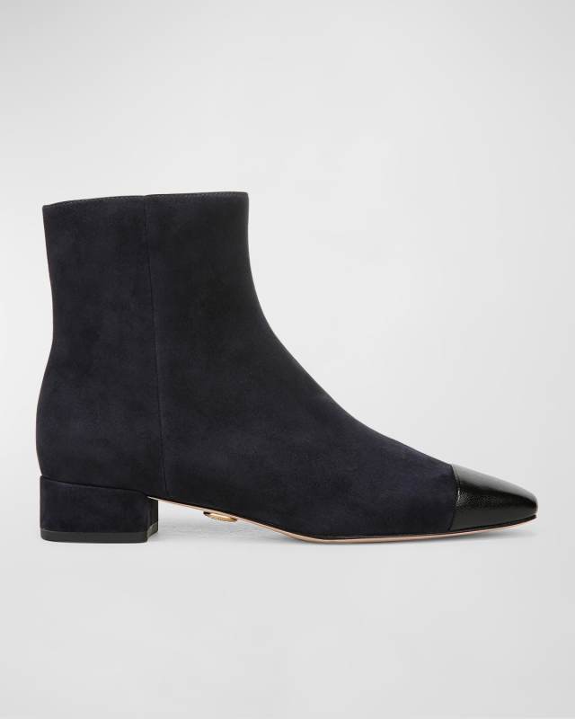 Cecile Cap-Toe Zip Suede Booties