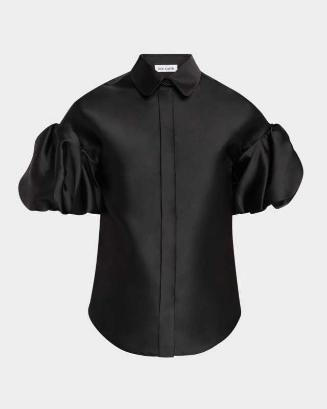Satin Puff-Sleeve Shirt