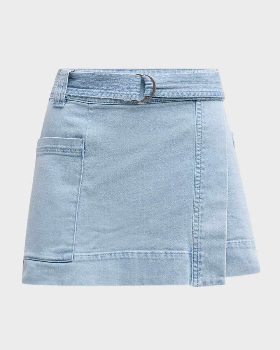 Deanna Twill Wrap Mini Skirt