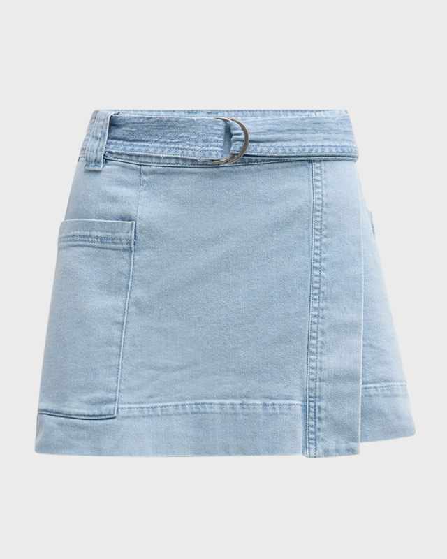Deanna Twill Wrap Mini Skirt