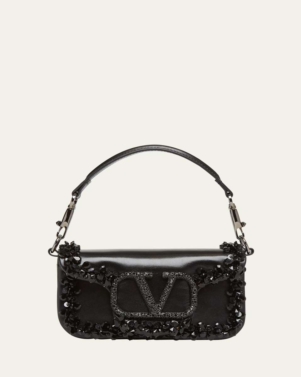 Loco Small VLOGO Flower Embellished Shoulder Bag