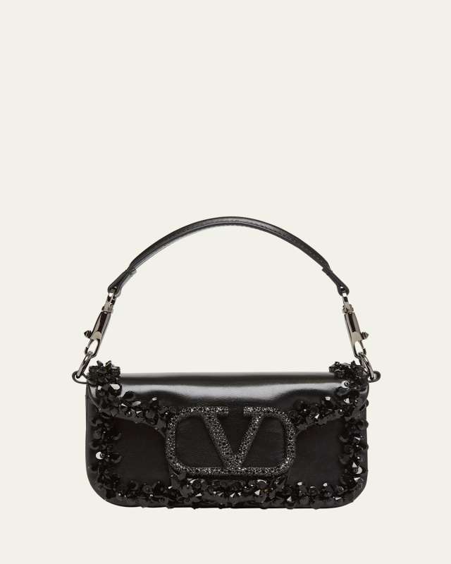 Loco Small VLOGO Flower Embellished Shoulder Bag