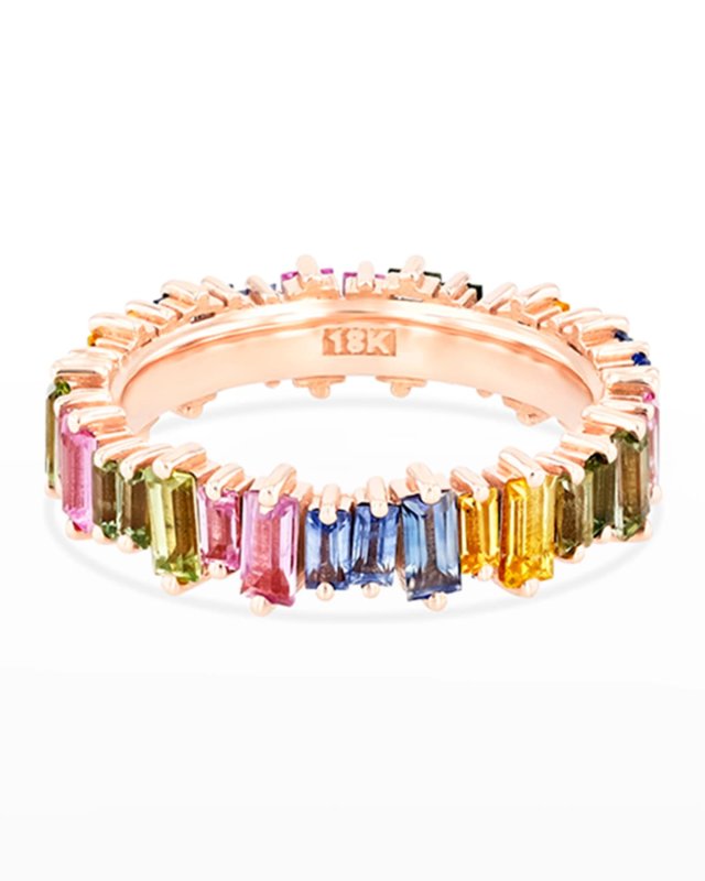 Pastel Sapphire Baguette Eternity Band Ring