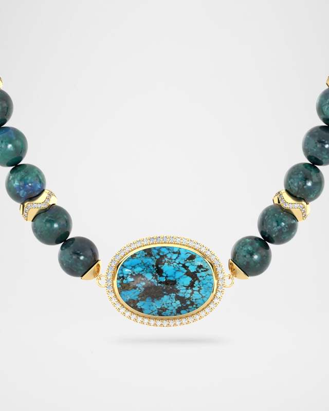 Sonora Chrysocolla Bead Necklace with Turquoise Clasp